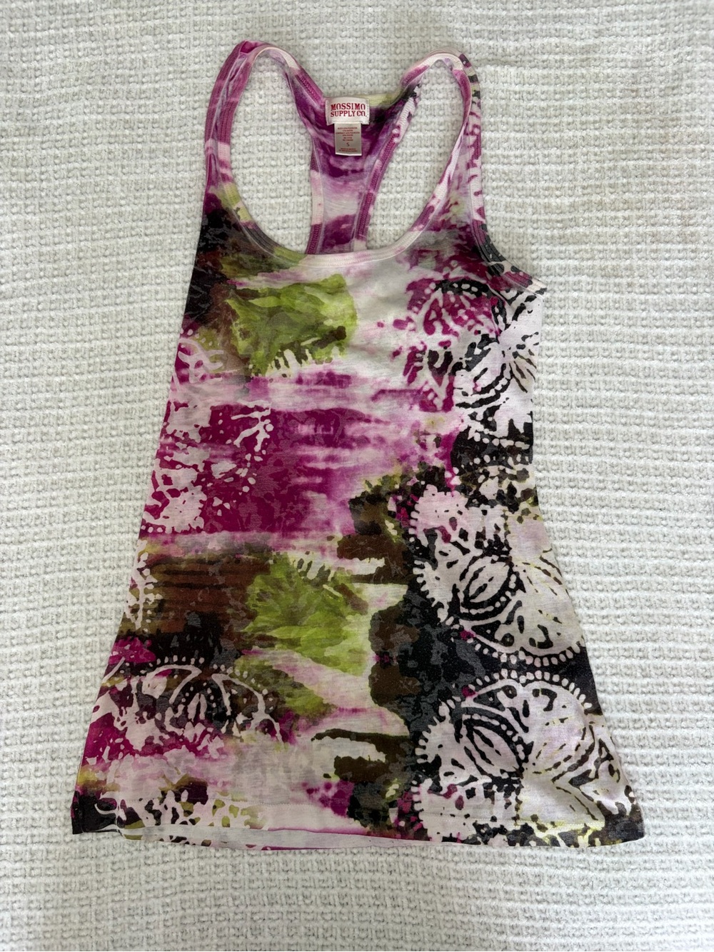 Mossimo Supply Co. Pink Green Black Floral Racerback Tank